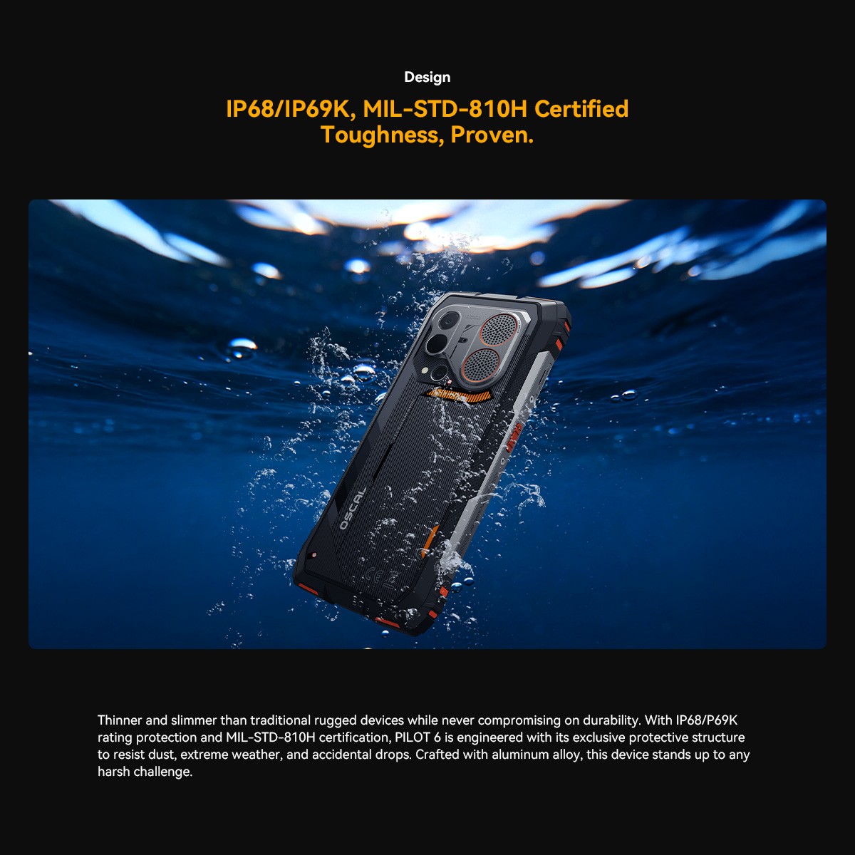 Blackview OSCAL PILOT6 AI Rugged Smartphone 48GB+256GB Thermal Imaging 108MP NFC