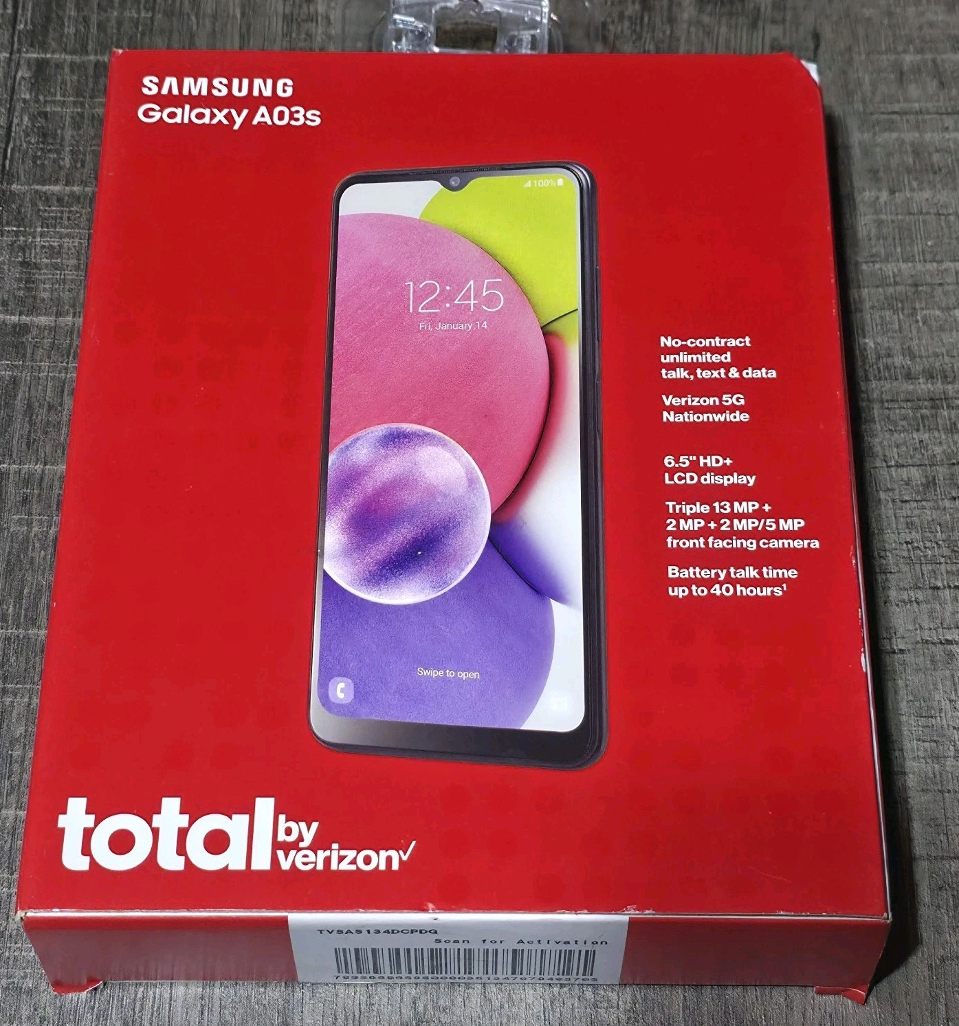 Total By Verizon Samsung Galaxy A03s 32GB Black Prepaid Smartphone New