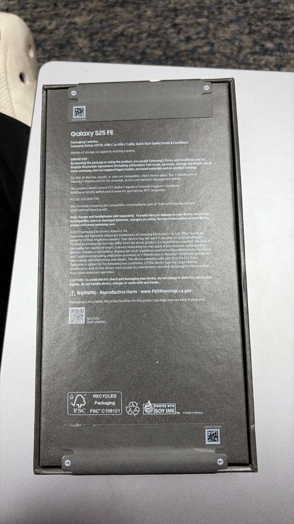 Sealed Samsung Galaxy S25 FE SM-S731U – 128GB – Jet Black (T-Mobile) Brand New
