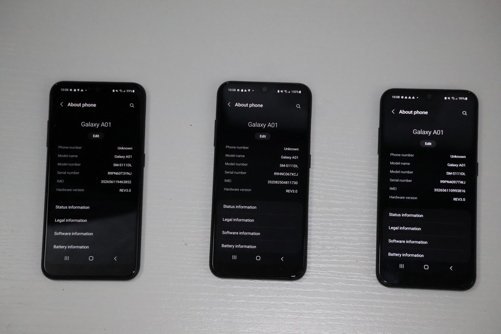 Lot of 3 Samsung Galaxy A01 – 16 GB – Black (TracFone)