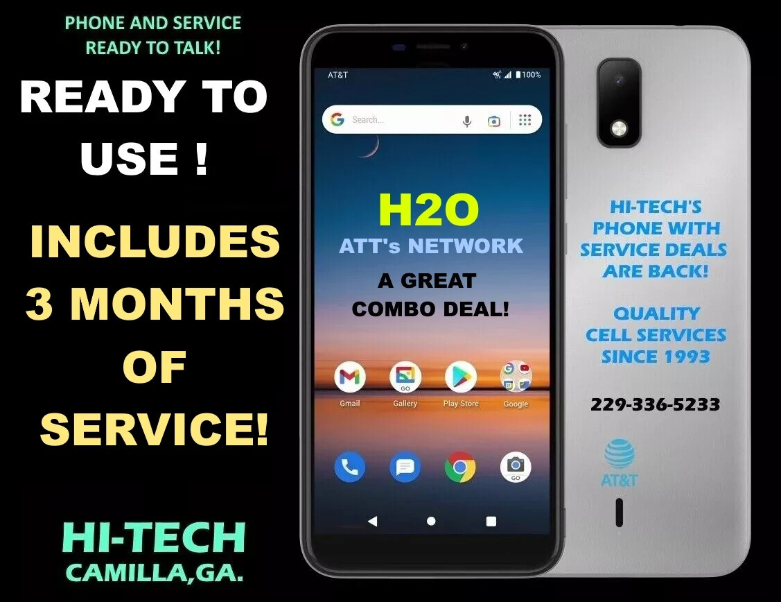 H2O SMART PHONE W/ 3 MONTHS $20 PLAN FREE ✅ UNLIMITED TALK/TEXT AND DATA