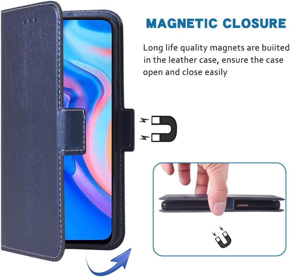 Phone Case for Huawei Y9 Prime 2019 Folio Flip Wallet Case, PU Leather Dark Blue