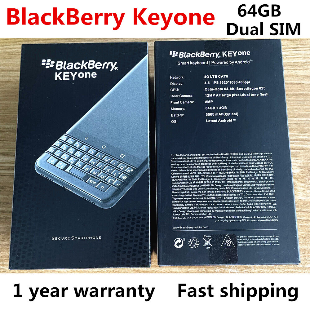 BlackBerry Keyone 64GB 12MP Dual SIM Gold 4G LTE Unlocked Smartphone- New Sealed