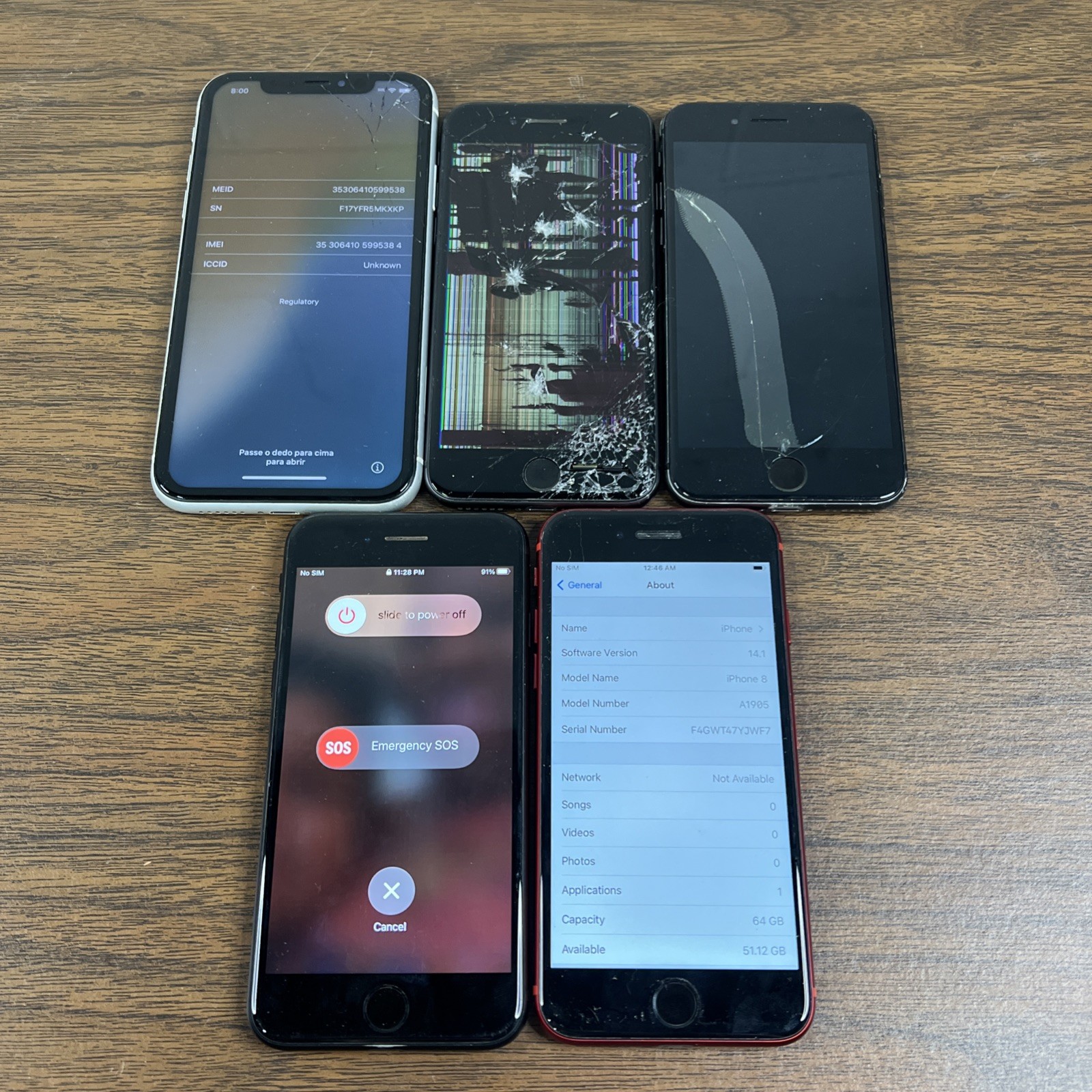 DEFECTIVE Lot Of 5 Apple iPhone 8 / XR (A1905 A1984) ⚠️ FOR PARTS/SALVAGE