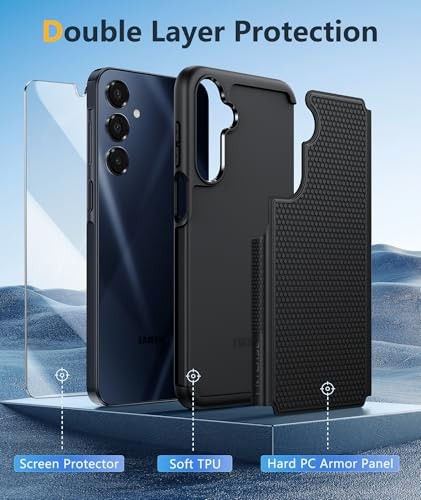 for Galaxy A17/A16 5G Phone Case, Samsung A17 Drop Protection – Black TPU+PC