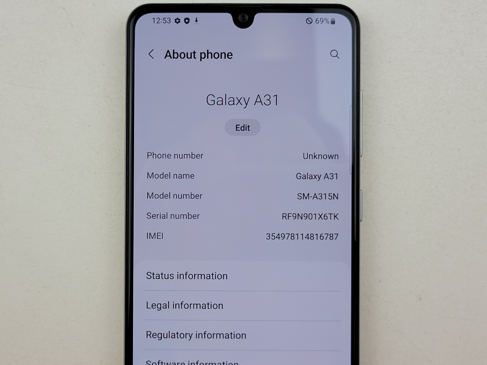 Samsung Galaxy A31 (SM-A315N) 64GB – White (GSM Unlocked) Smartphone – J1713