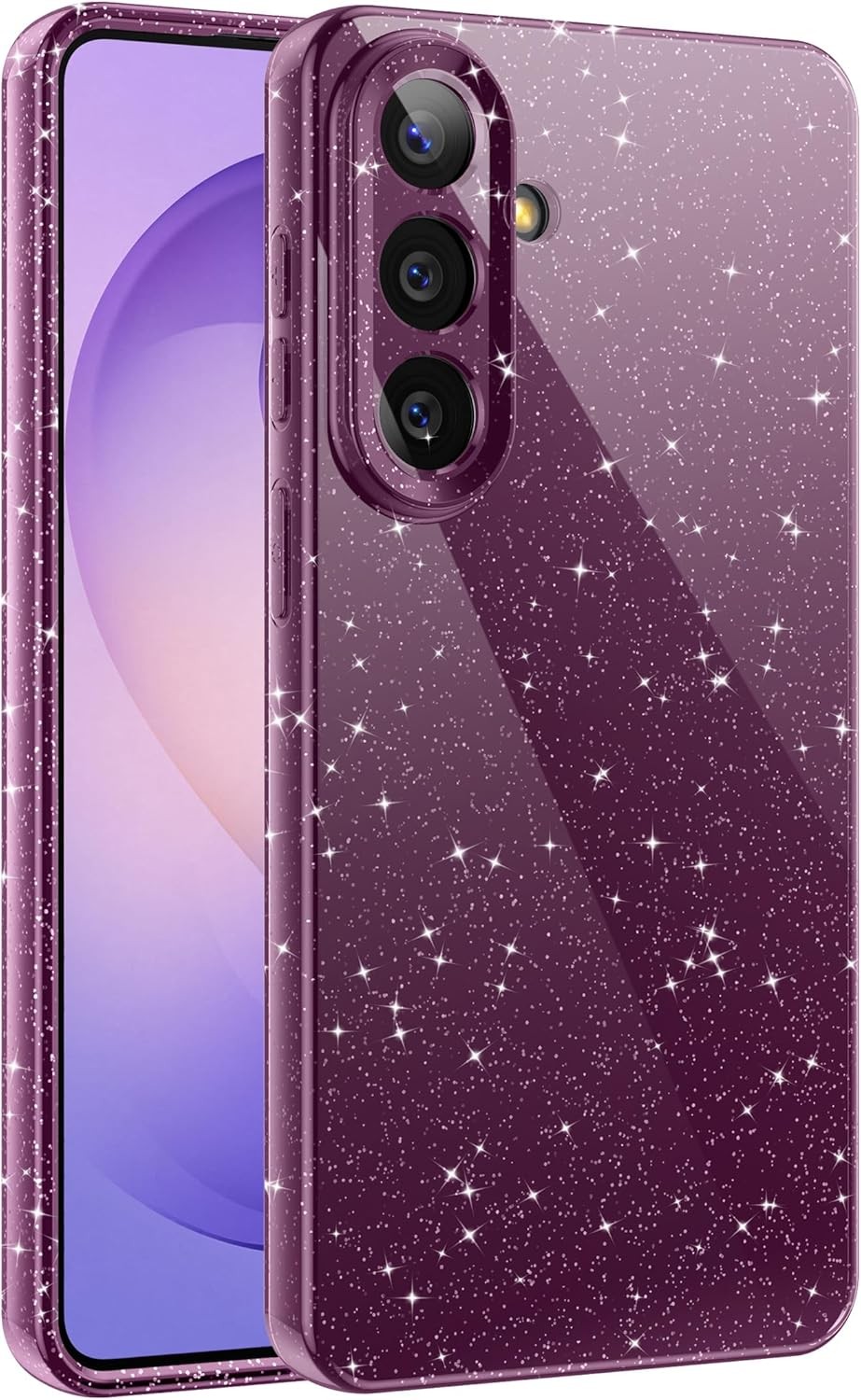 Cute Glitter Sparkly Case for Samsung Galaxy S26, Dark Purple Slim Fit TPU Cover