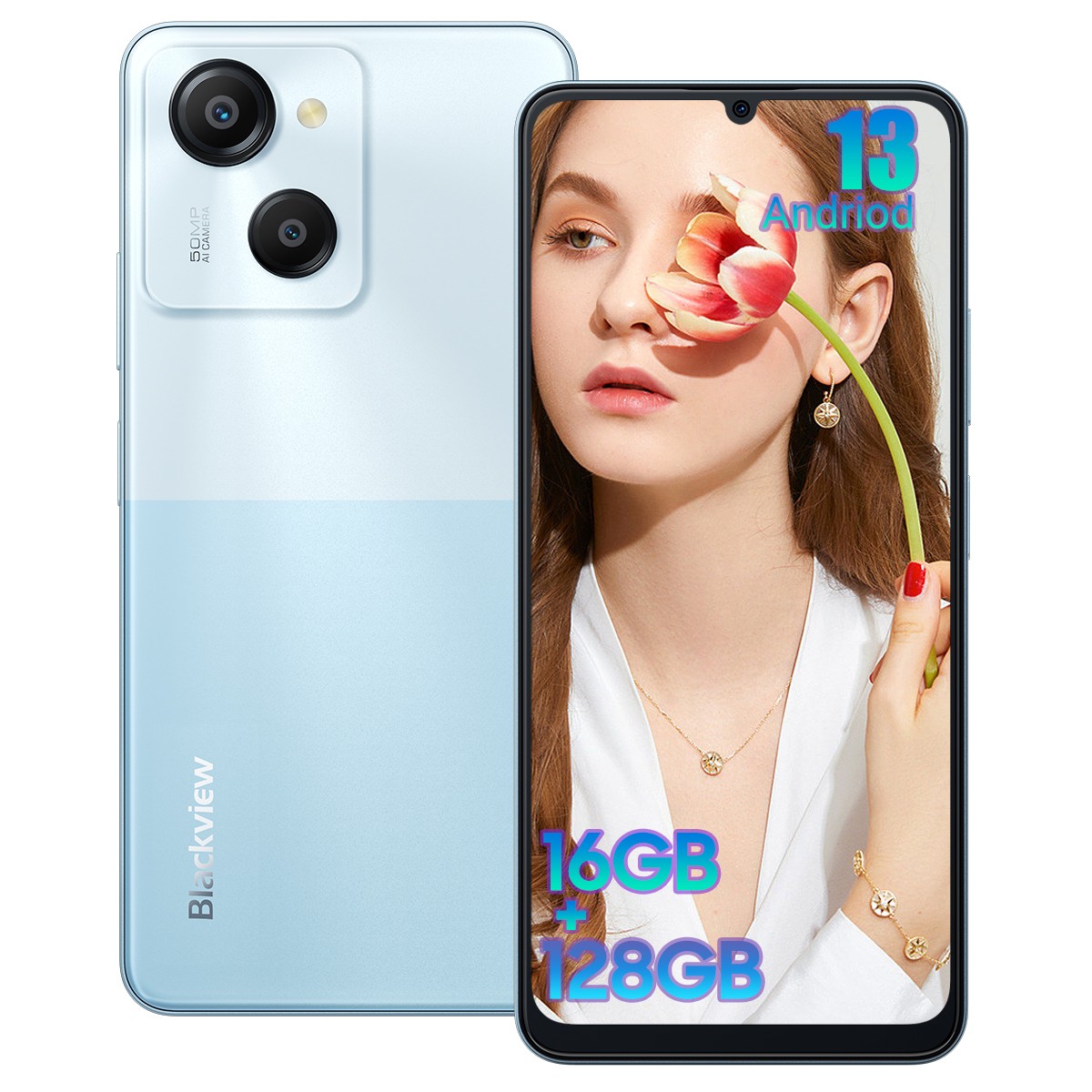 Blackview COLOR 8 4G Smartphone 16GB+128GB 6.7″ Android 13 Dual SIM 6000mAh 50MP
