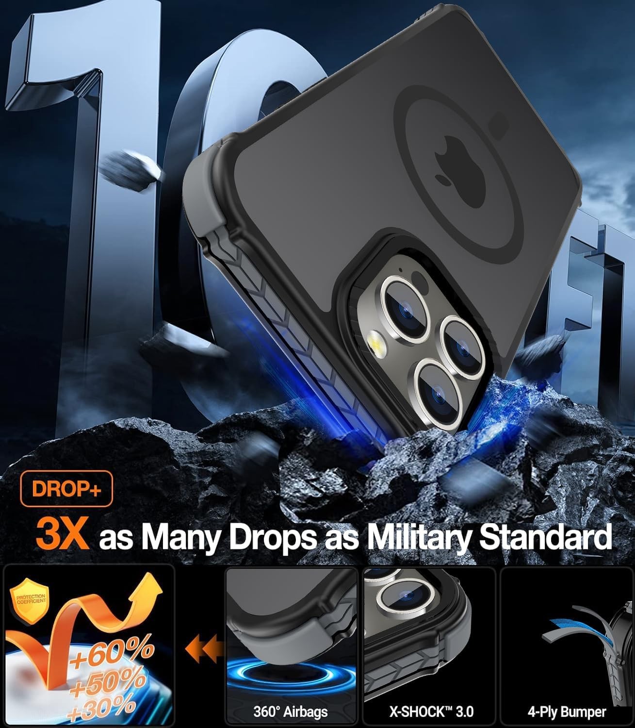 Strong Magnetic Case for iPhone 14 Pro Max 6.7-Inch, Translucent Matte Shockproo
