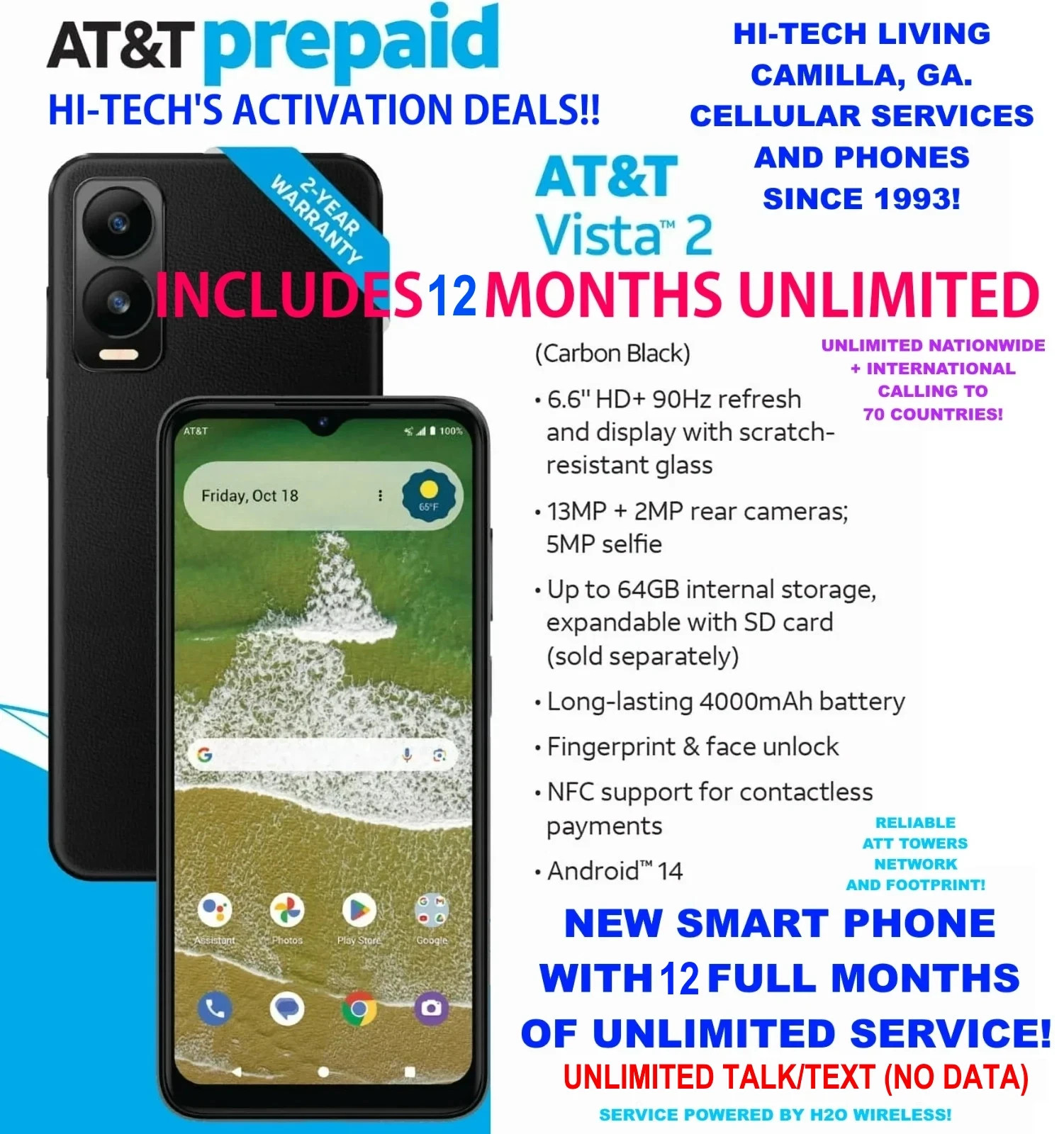 SMARTPHONE with ✅ 12 MONTHS SERVICE ▶ 36Gb DATA – UNLIMITED TALK+TEXT