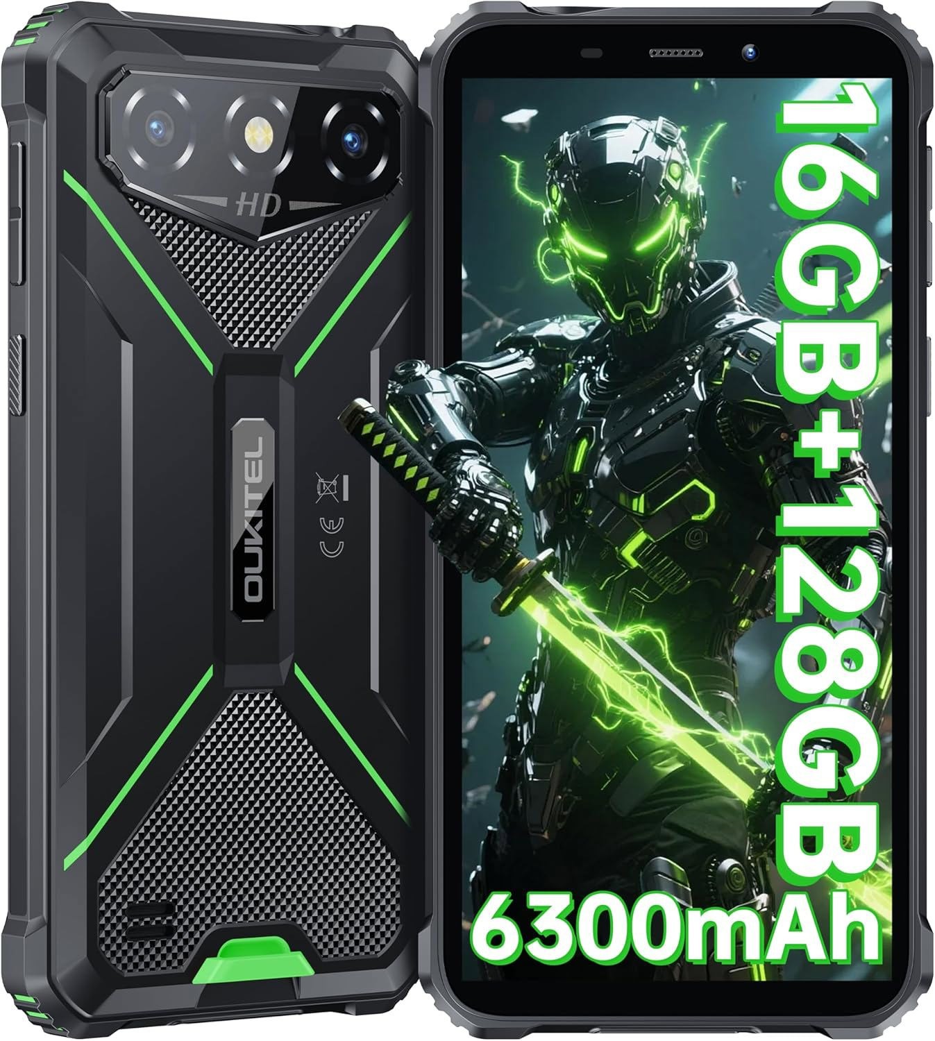 OUKITEL G3 Rugged Smartphone 16GB+128GB/1TB 6” HD 6300mAh Battery IP68/IP69K OTG