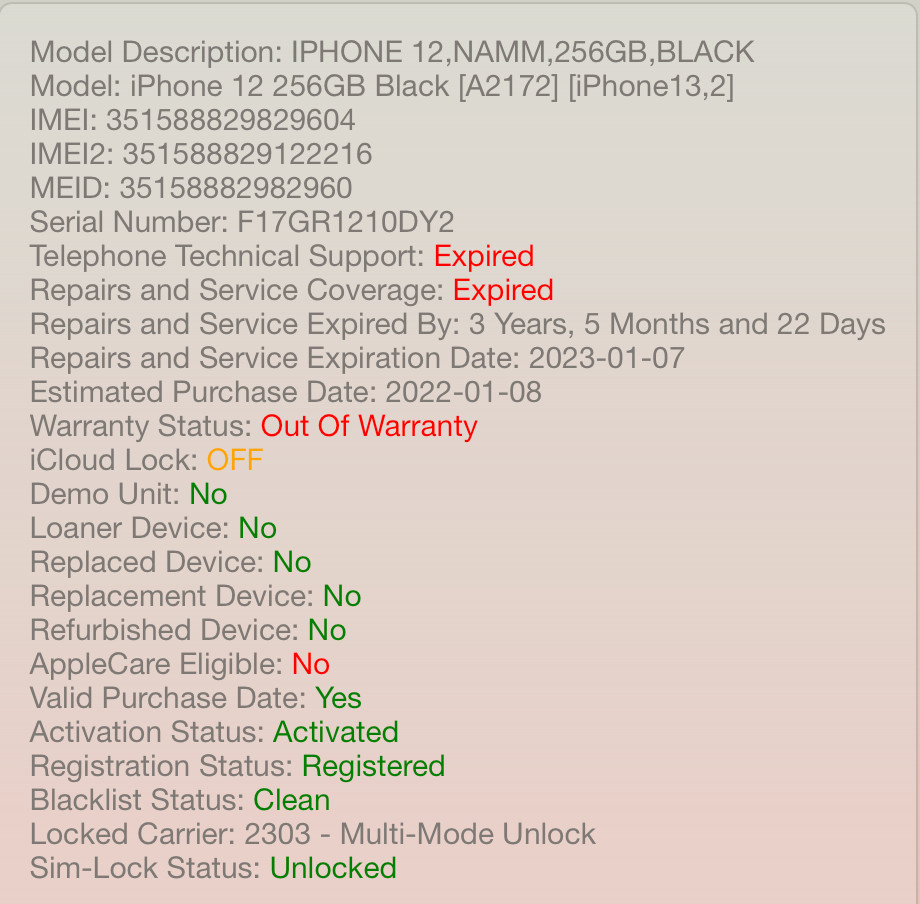 Apple iPhone 12 256 GB Midnight A2172 Unlocked *READ DETAILS* #H44