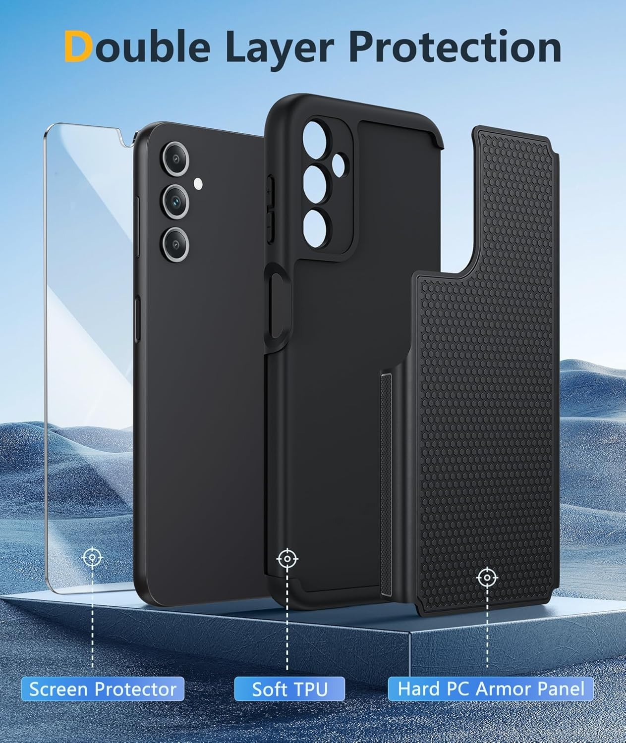 Samsung Galaxy A14 5G Case: Military Grade Drop Protection, TPU+PC, Black