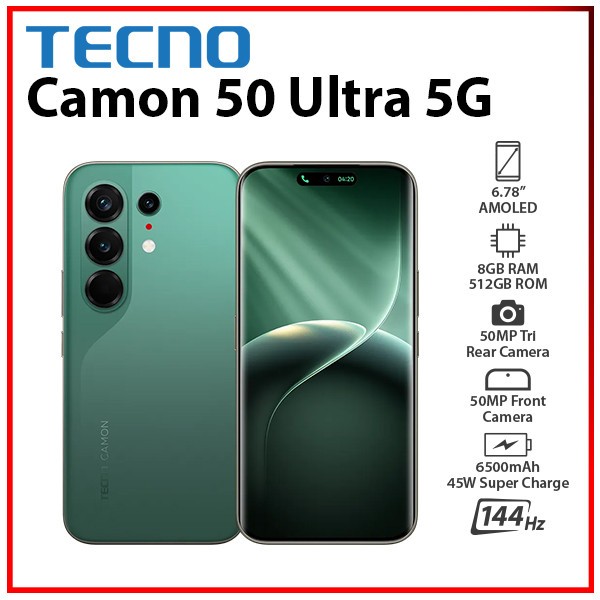 TECNO Camon 50 Ultra 5G 8GB+512GB GREEN Dual SIM Unlocked Android Cell Phone