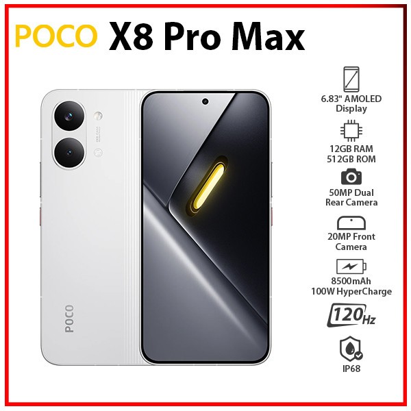 Xiaomi POCO X8 Pro Max 12GB+512GB WHITE Dual SIM Unlocked Android Cell Phone