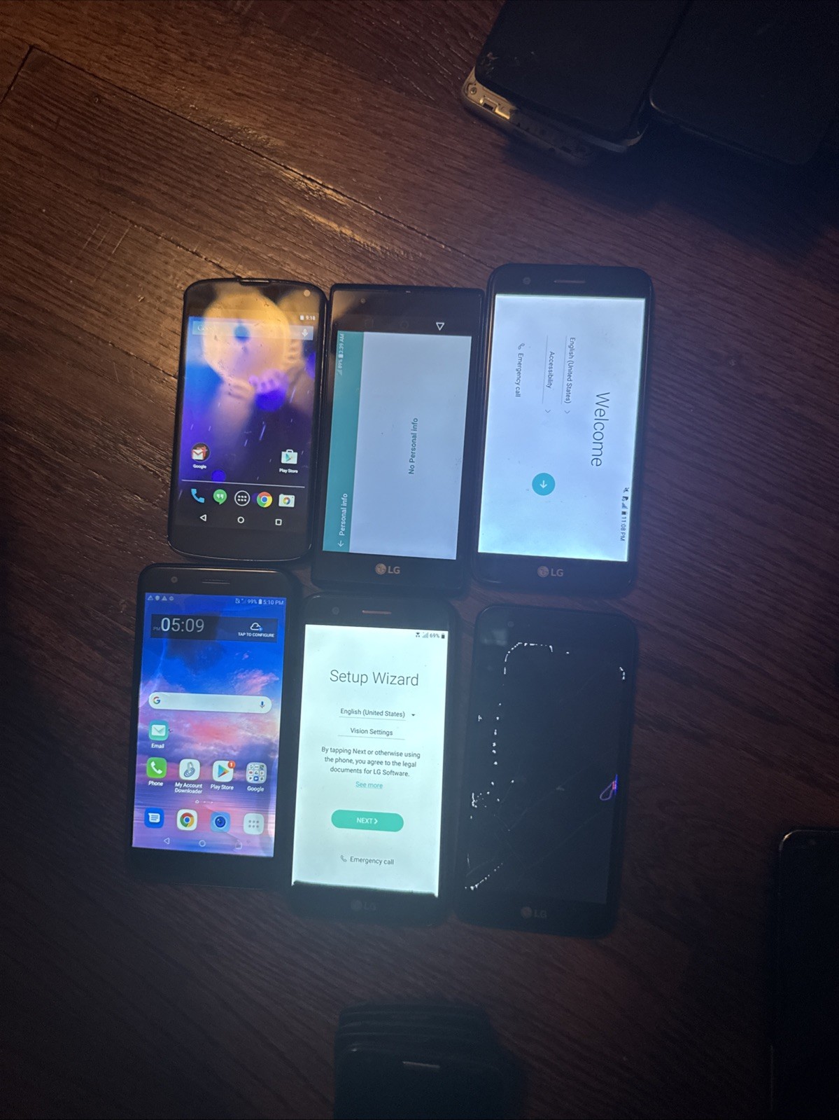 Two Work Lot of 6 LG K20 Premium Plus K8 E960 M150 Smartphone (Broken) Ship