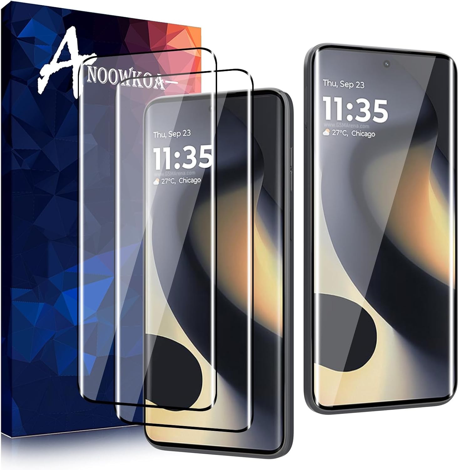 2 Pack 3D Tempered Glass Screen Protector for Moto Edge 2024/2023, 9H Hardness