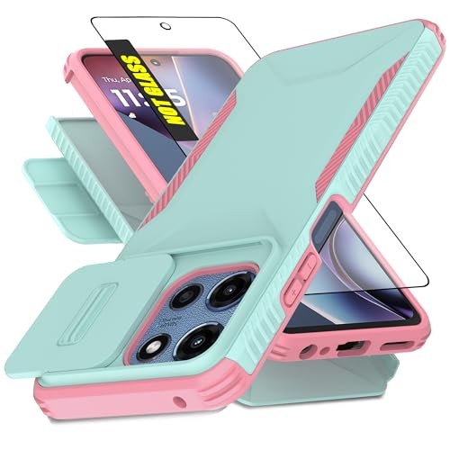 Motorola Moto G 5G 2025/2026 Case, Moto G Play 2026 Case [2 in 1] Cyan/Pink