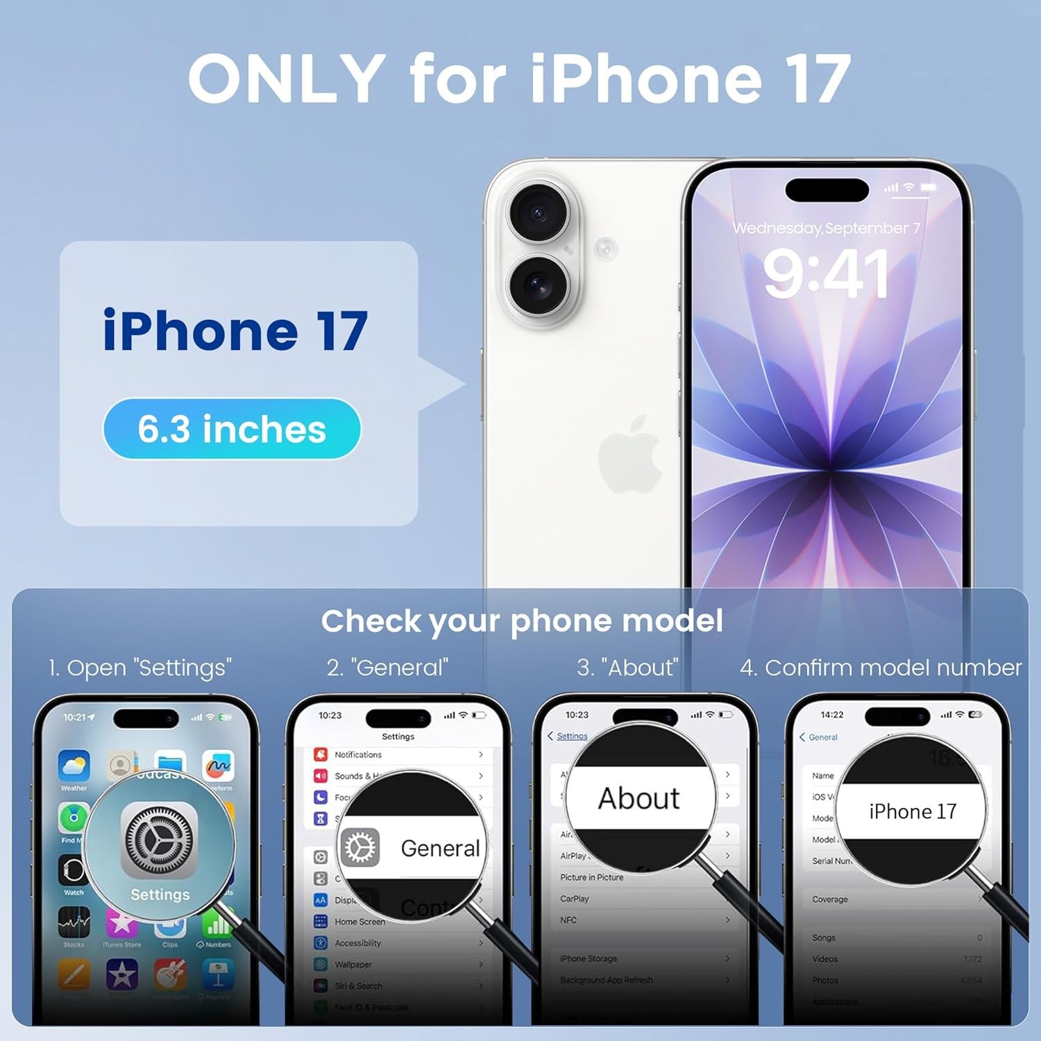 Magnetic Case for iPhone 17 6.3 Inch & Magnetic Car Phone Mount Anti-Scratch Cle