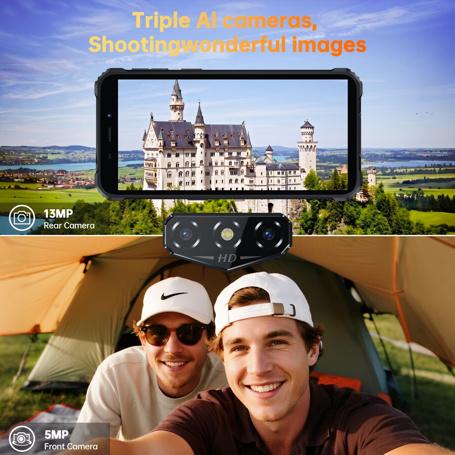 OUKITEL G3 Rugged Smartphone 16GB+128GB 6300mAh Android 15 Dual SIM 4G T-Mobile