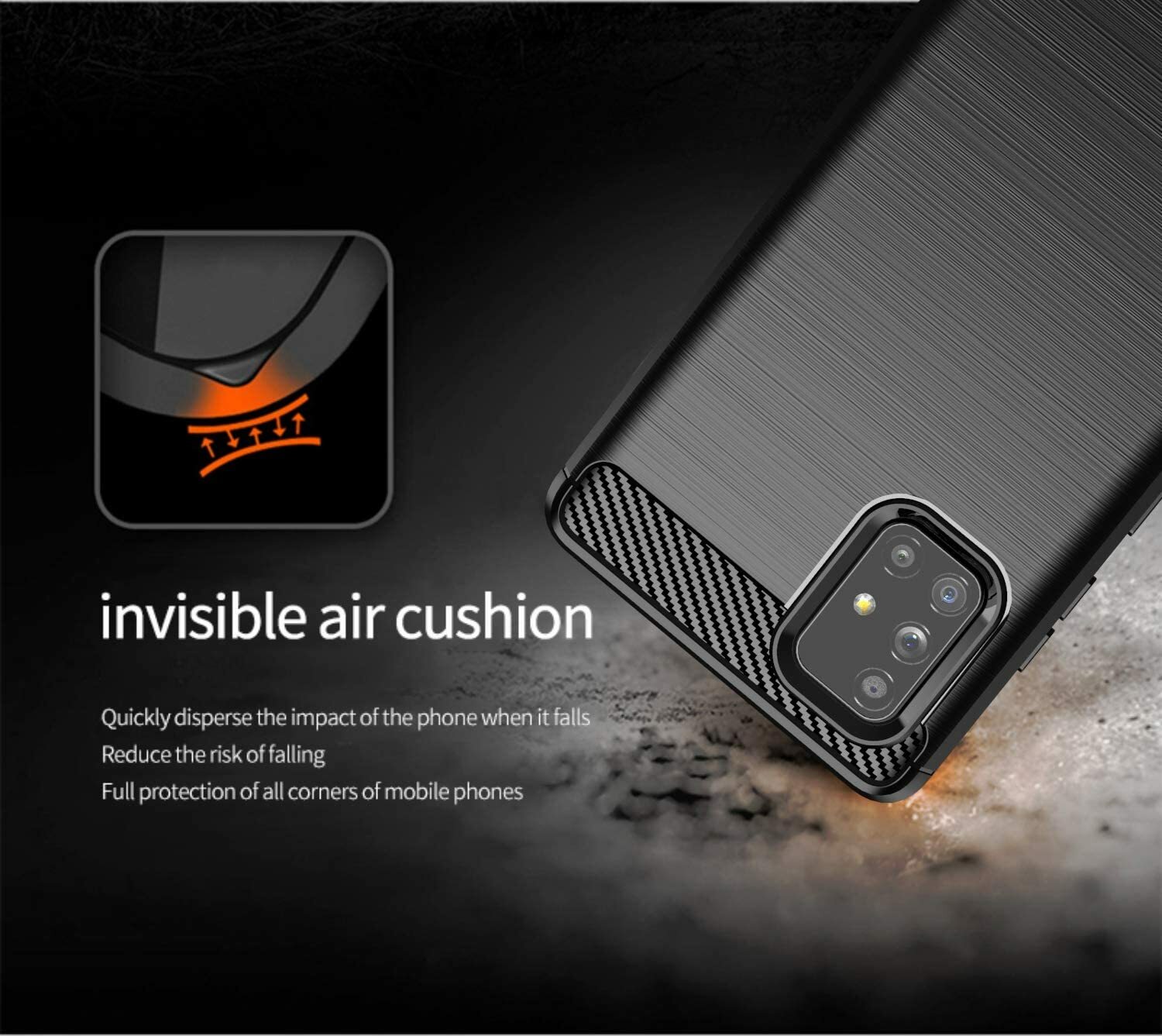 For Galaxy A71 5G case with tempered glass flexible rubber TPU protective case