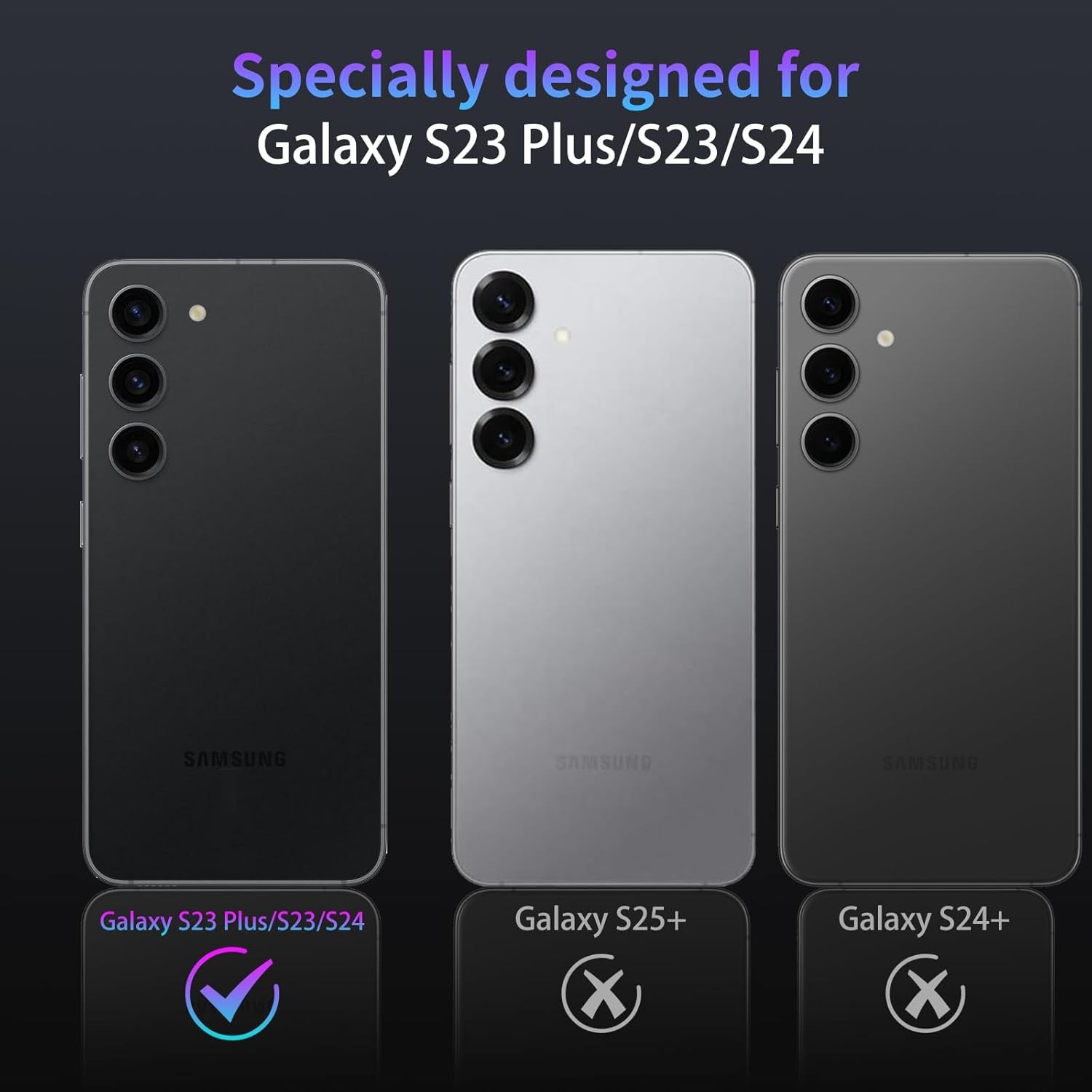 Camera Lens Protector for Samsung Galaxy S23/S23 Plus/S24, HD Clear, Black Titan
