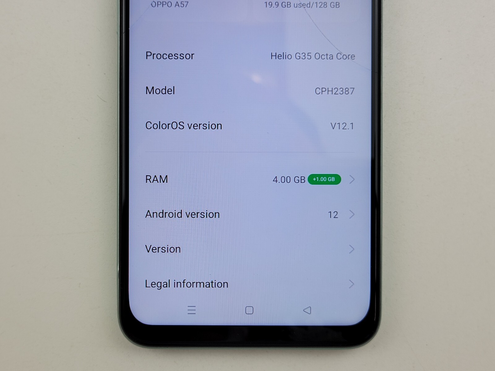 oppo A57 (2022) (CPH2387) 128GB (GSM Unlocked) Dual SIM – CRACKED – K8501