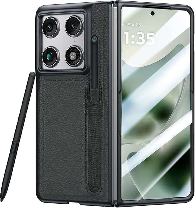 Motorola Razr Fold Case Leather with Pen Holder, Built-in Screen Protector & Mot