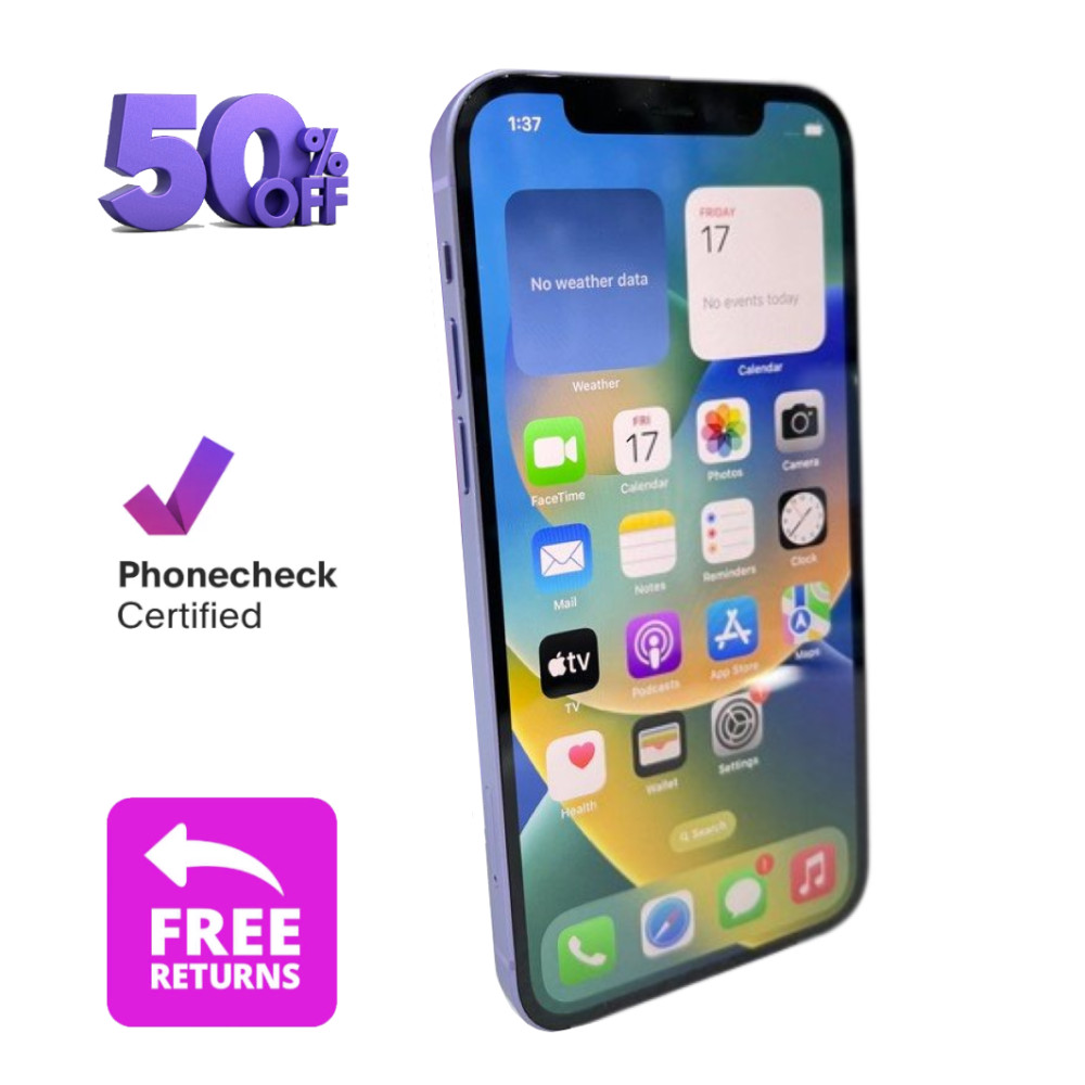 Apple iPhone 12 64-128GB Fully Unlocked AT&T Screen 6.1″ Face ID 5G Pristine