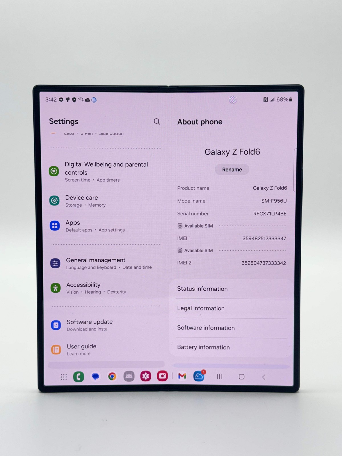 Samsung Galaxy Z Fold6 SM-F956U 512GB Navy AT&T Clean IMEI