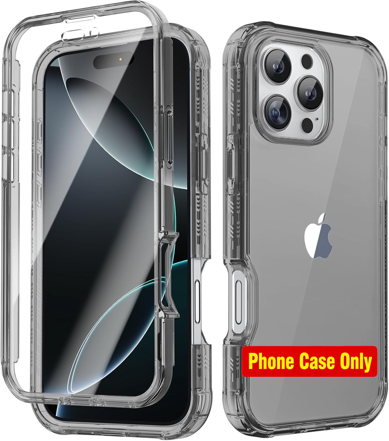 Rugged Full-Body Case for iPhone 16 Pro, Clear Black, 10FT Shockproof Protection