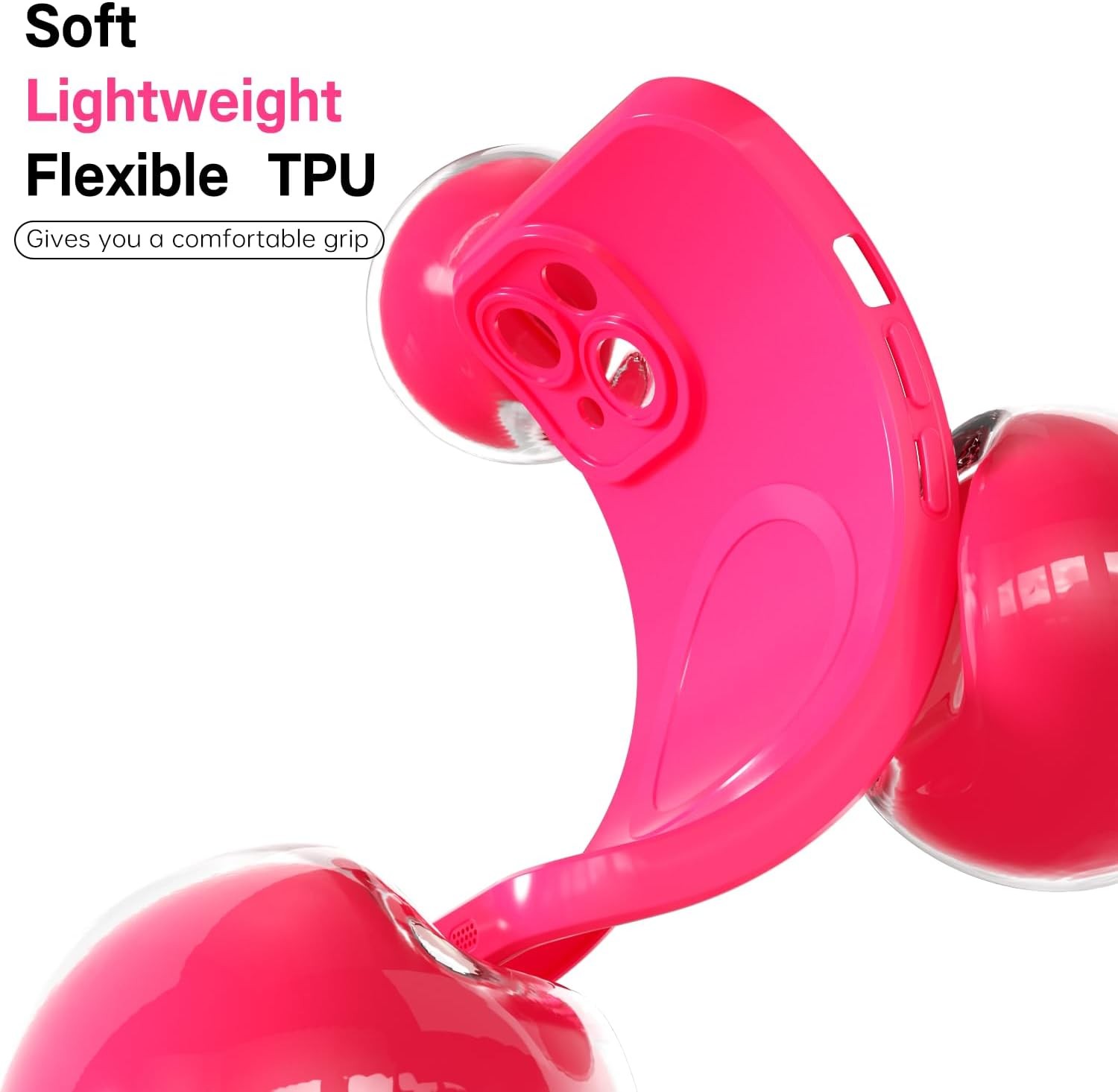 iPhone 14 Phone Case Silicone Magnetic Cute for Women, Neon Hot Pink Glossy Jell