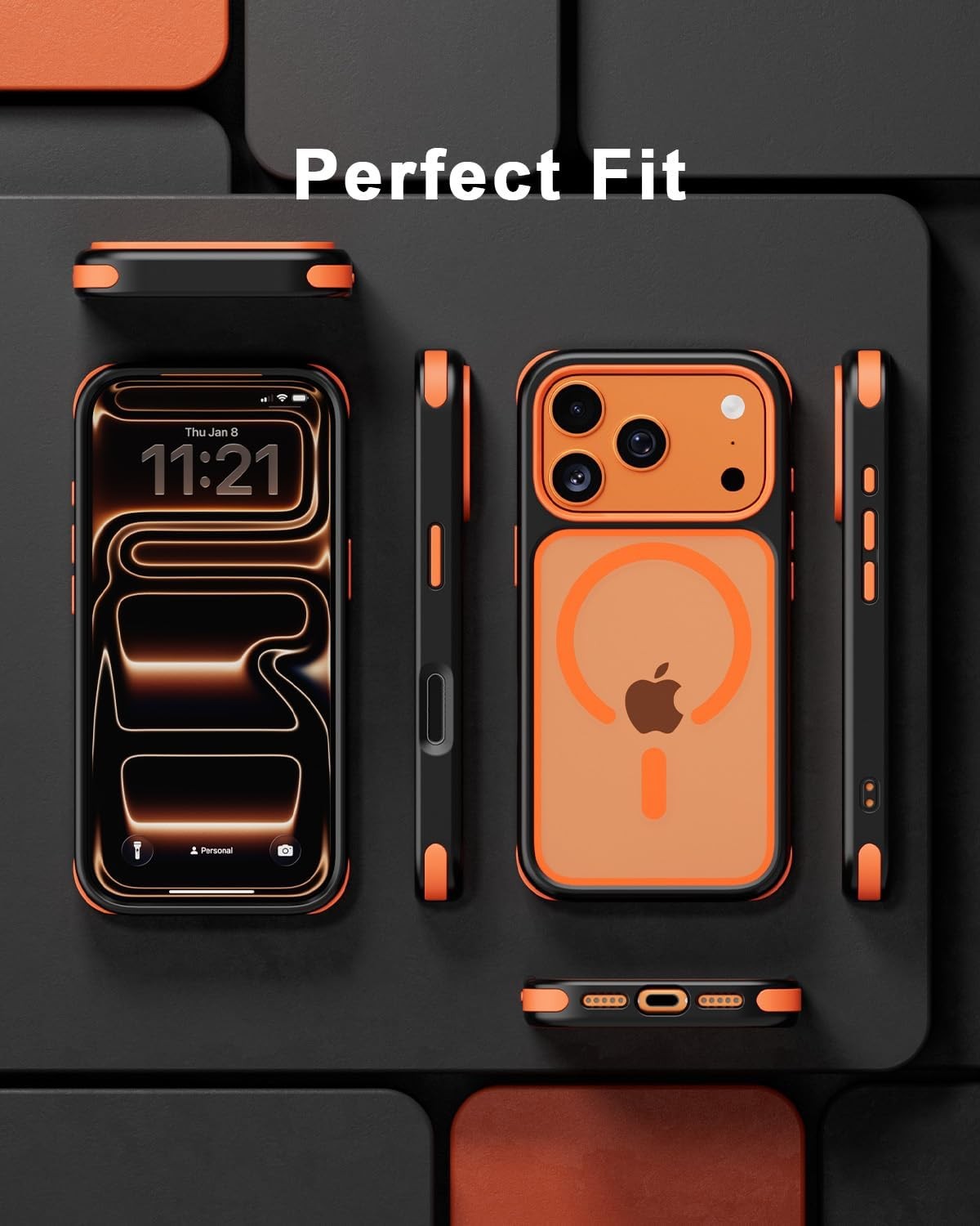 iPhone 17 Pro Max Case, Crystal Clear Case with Magnetic Ring, Multicolor Bumper