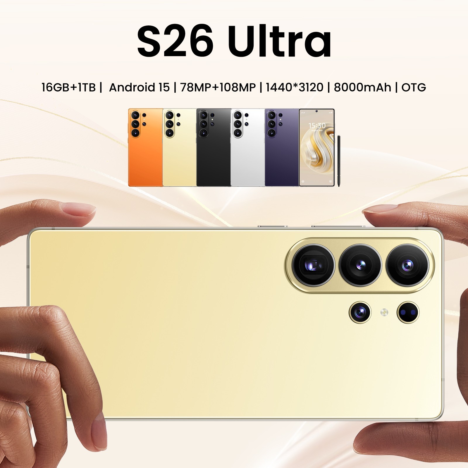S26 Ultra 5G Smartphone 6.8 inch Unlocked Android 15 16G + 1TB Cellphones