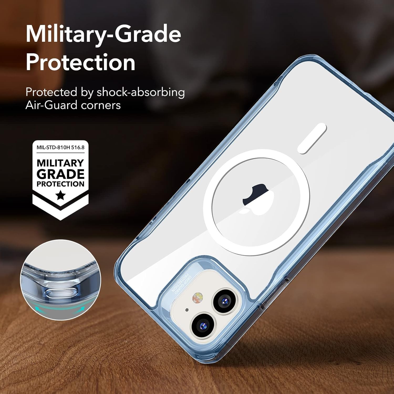 ESR for iPhone 12/12 Pro Case, Shockproof Military-Grade Protection, Blue