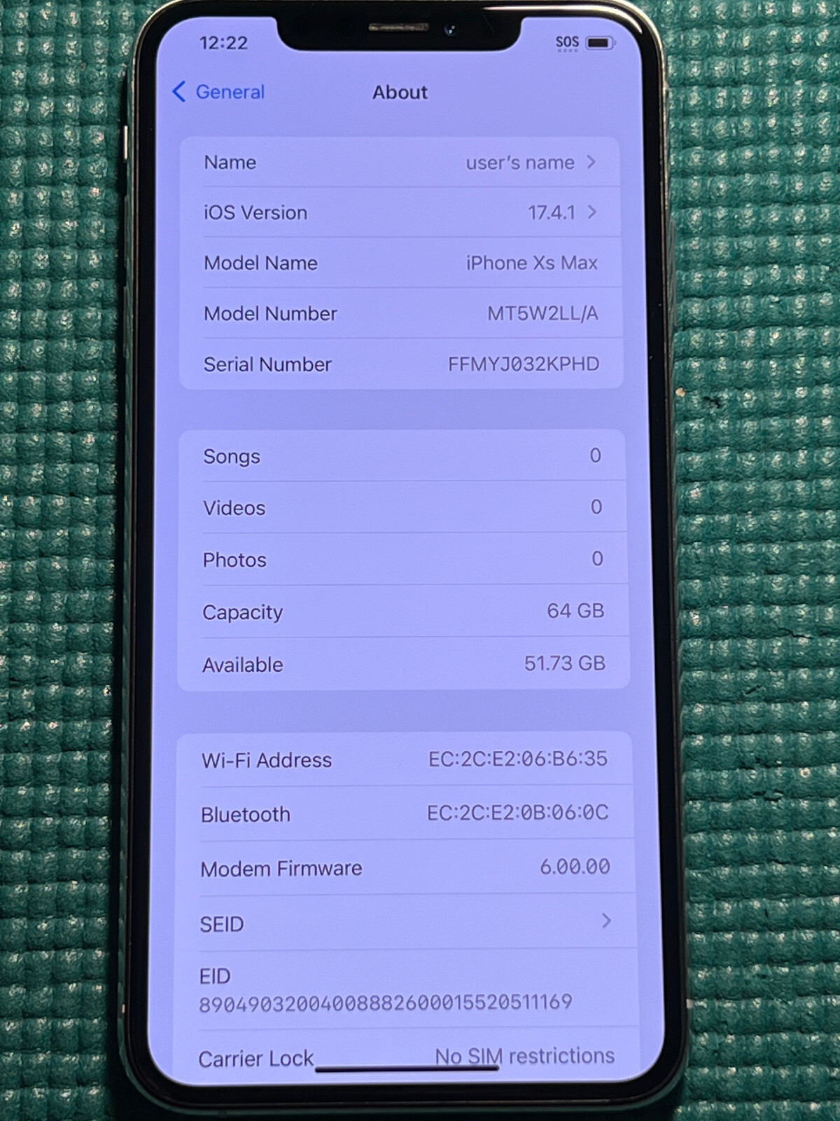 Apple iPhone XS Max – 64GB – Silver (Unlocked) A1921 (CDMA + GSM)