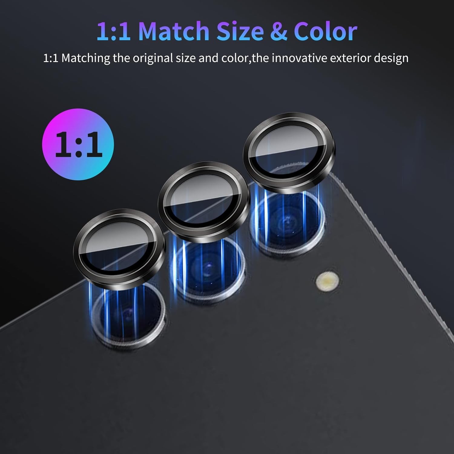 Camera Lens Protector for Samsung Galaxy S23/S23 Plus/S24, HD Clear, Black Titan