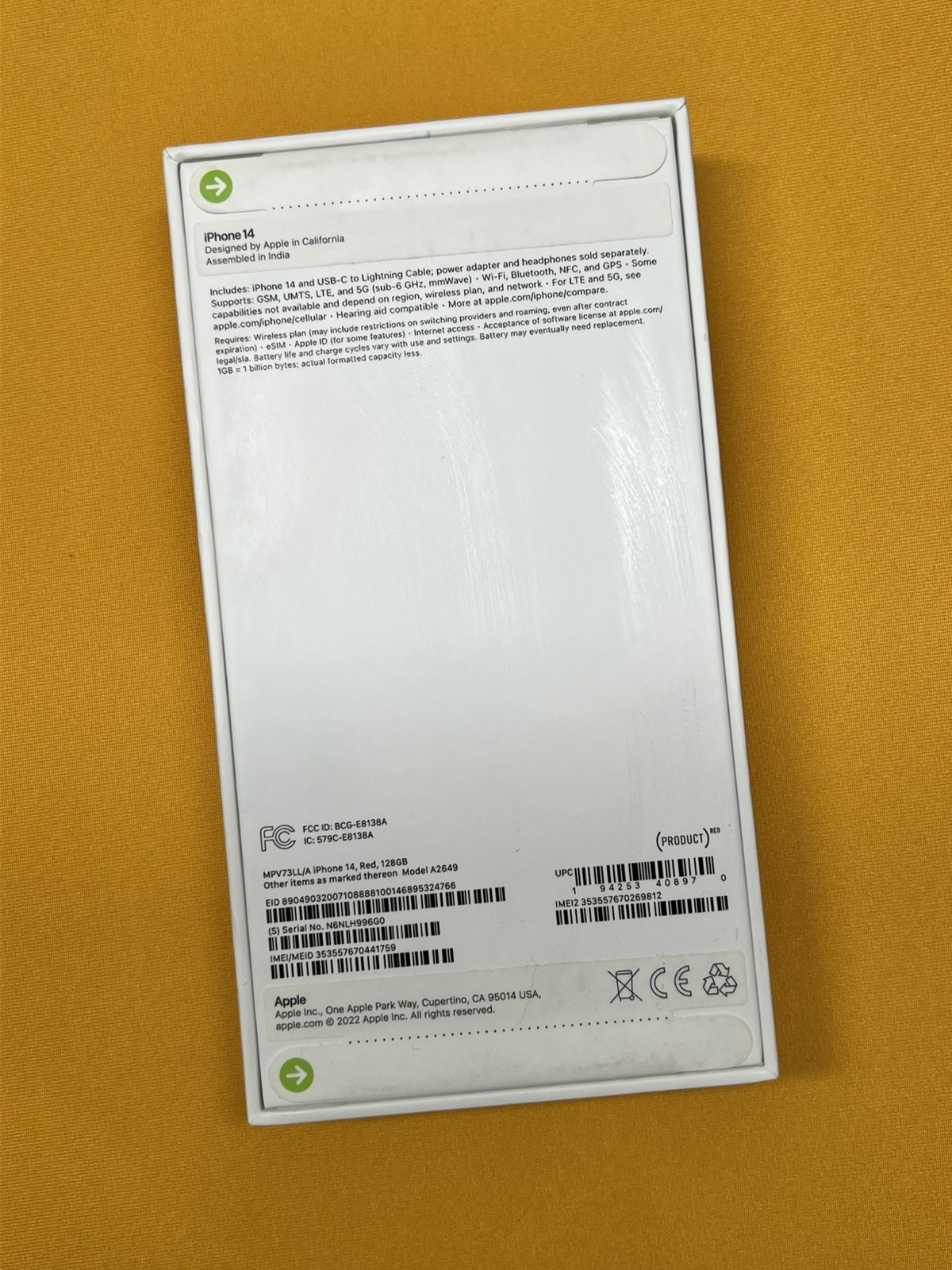 Apple iPhone 14 128GB (PRODUCT)RED – Factory Unlocked – NEW & SEALED