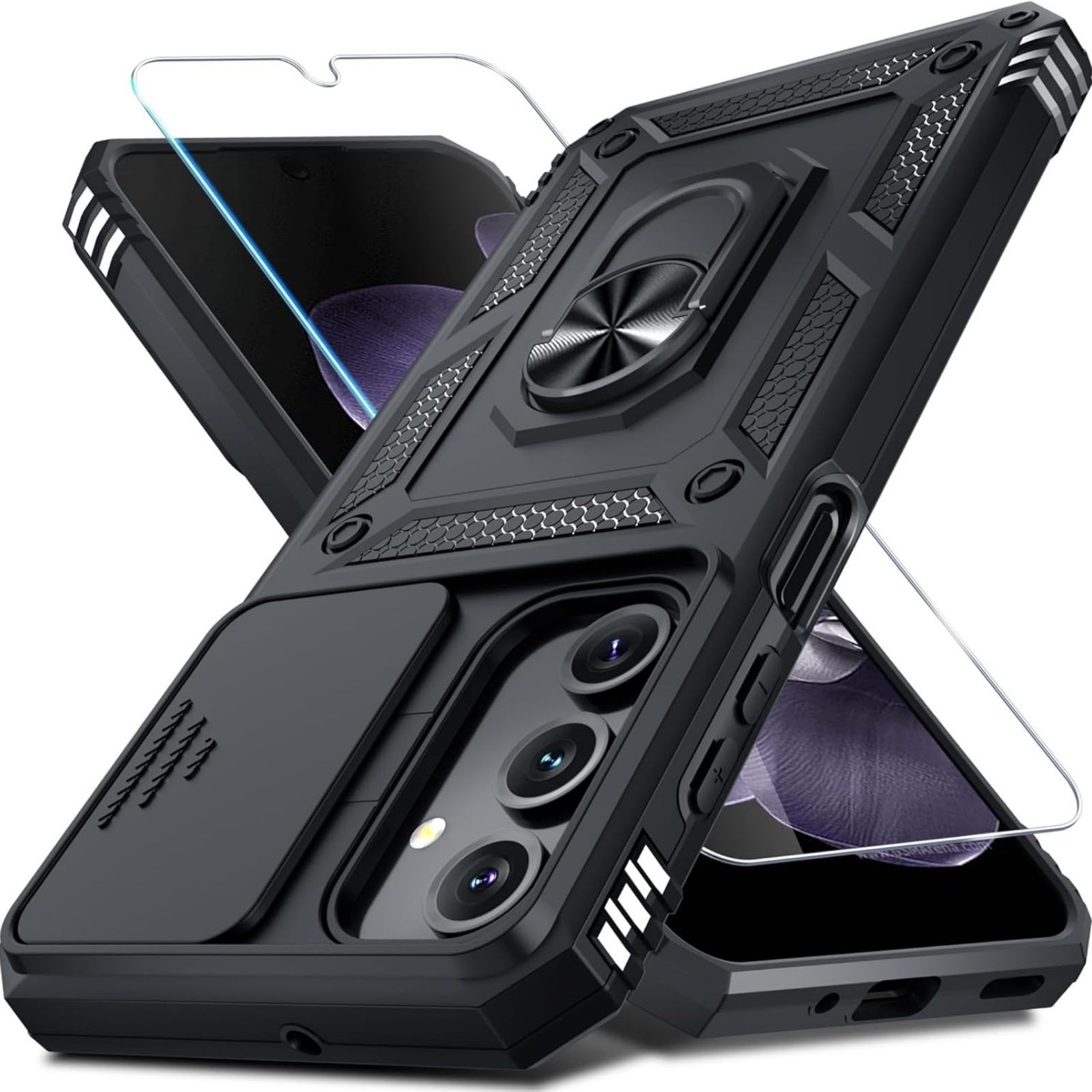 Heavy Duty Shockproof Galaxy A16 5G/4G Case with Slide Camera Cover, Screen Prot