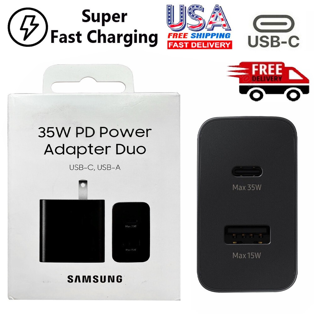 35W Super Fast Charger Duo Wall Charger USB-C Type C & Cable For Samsung Android