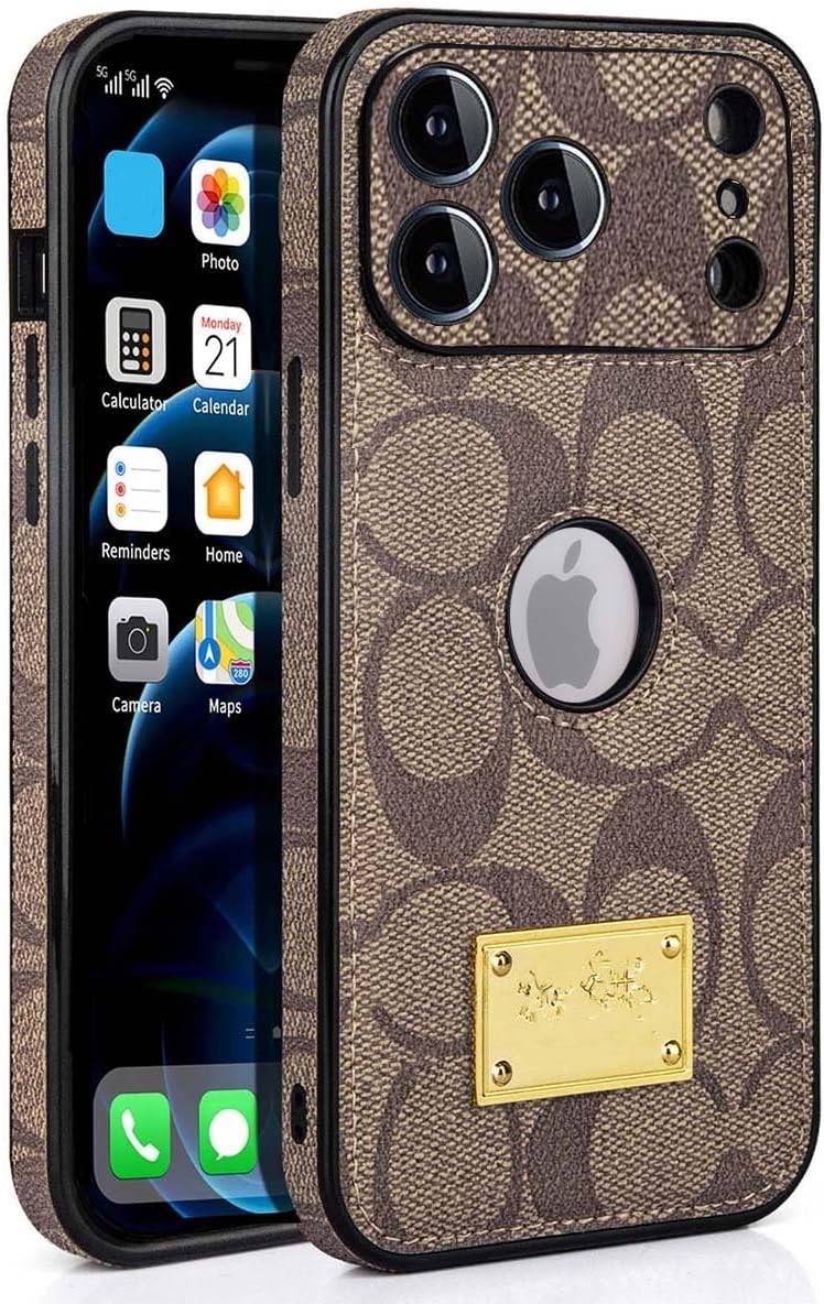 iPhone 17 Pro Max Case with Camera Lens Protector, Luxury Designer Leather Cover