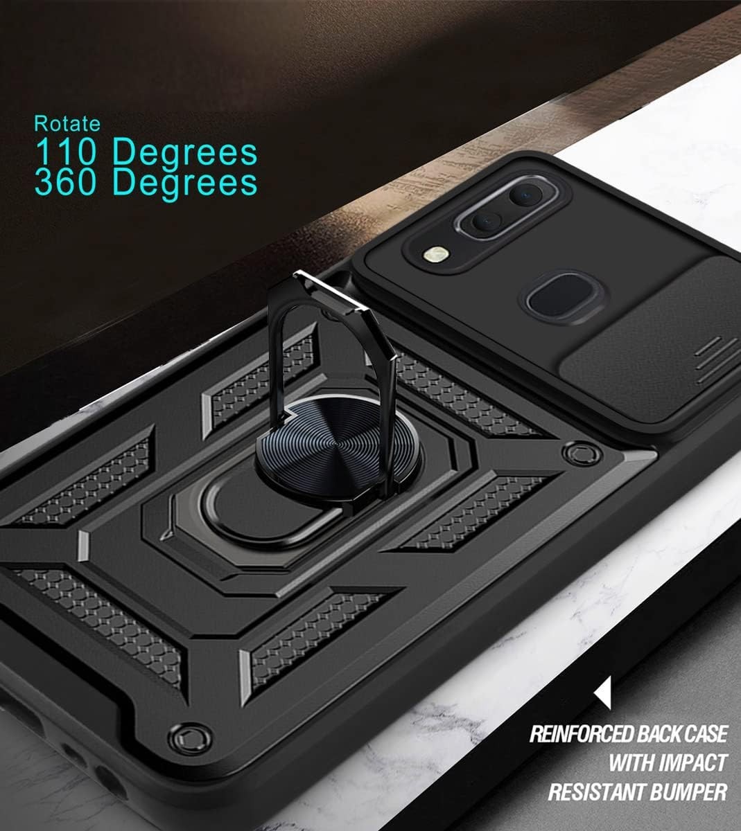 Case for Samsung Galaxy A20 /A30 with Screen Protector Magnetic car mount Black