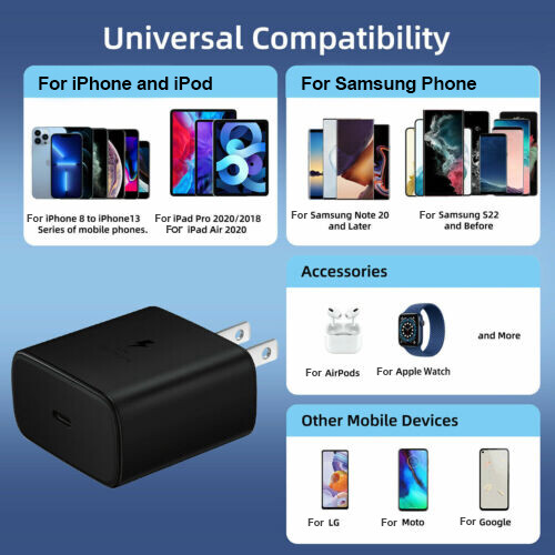 45W Super Fast Wall Charger Adapter + 6FT Cable For Samsung Galaxy S23 S22 S21 +