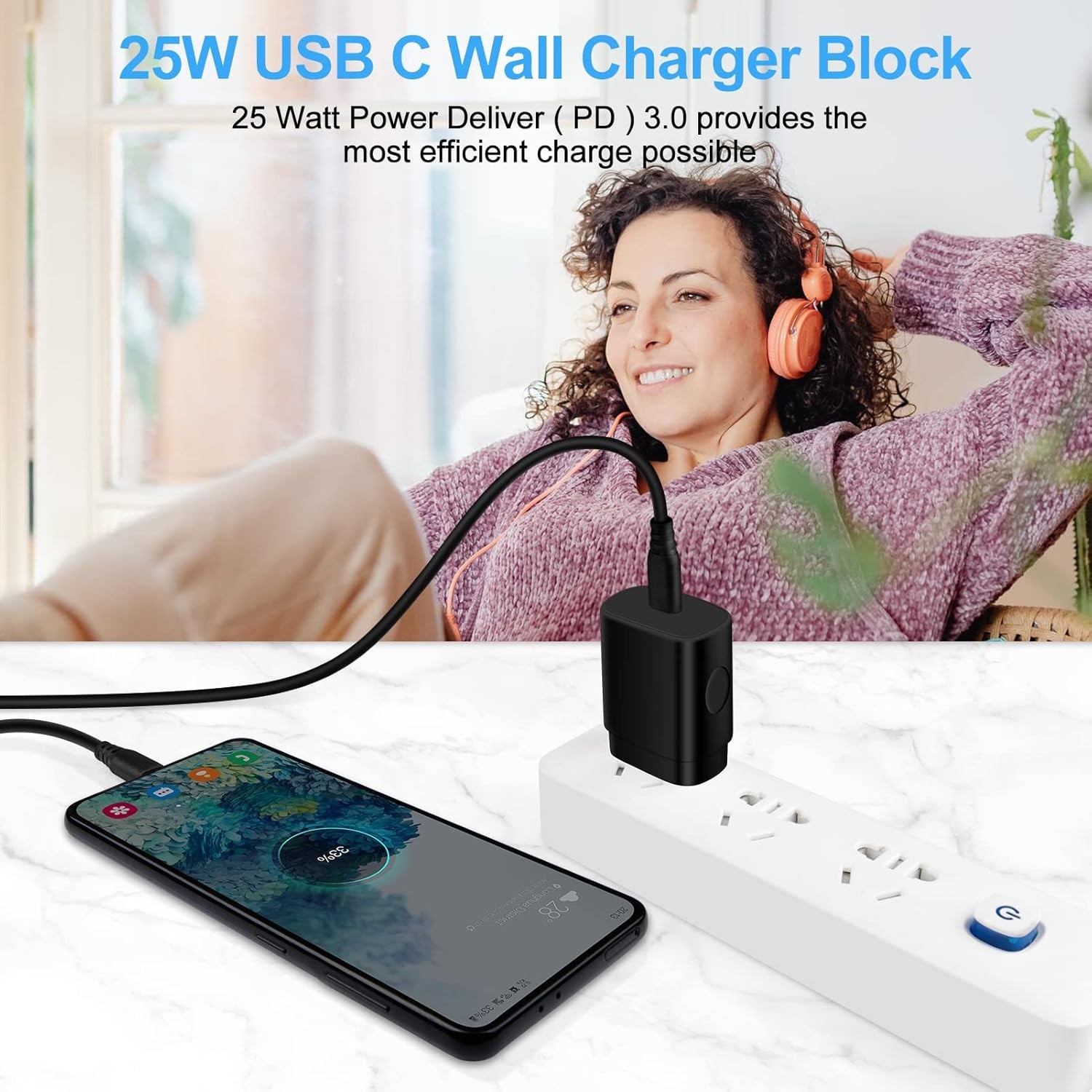 25W USB-C Fast Charger Block for Samsung Galaxy A37 A57 S26 Ultra 6FT
