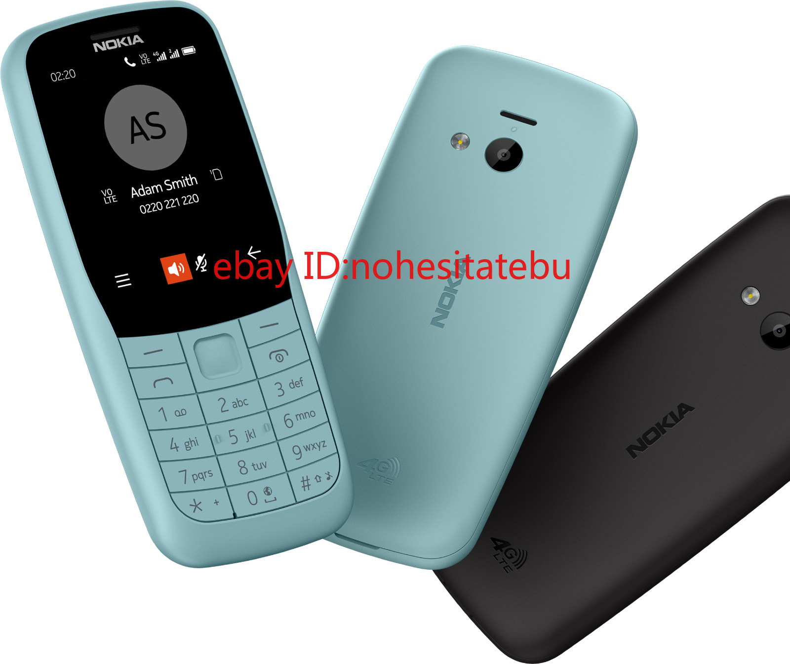 Nokia 220 4G FM radio Bluetooth 0.3MP 24MB 16MB RAM Unlocked cell Phone Dual SIM