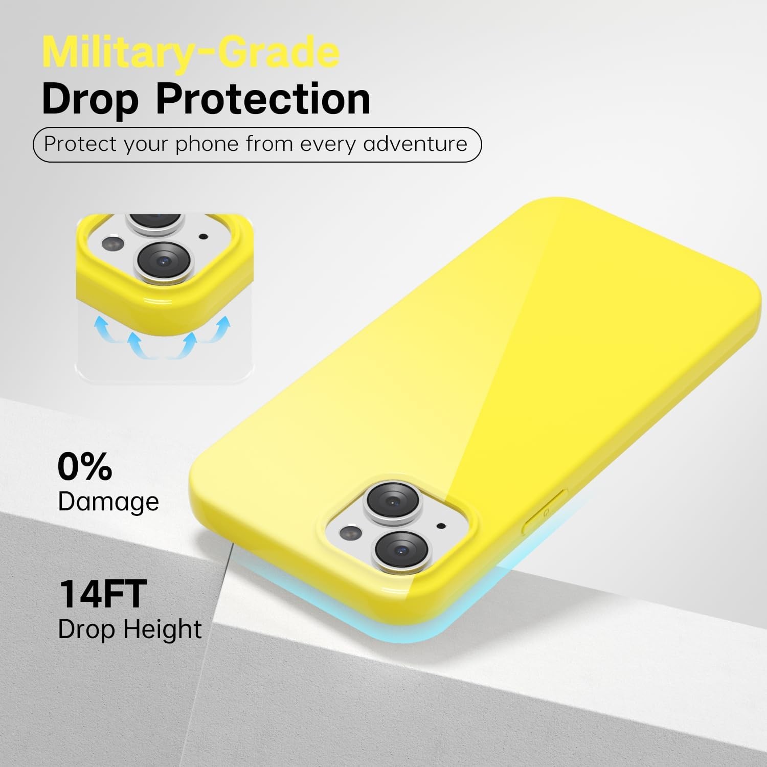 Cute Silicone Case for iPhone 13 Mini Slim Shockproof Flexible TPU Yellow