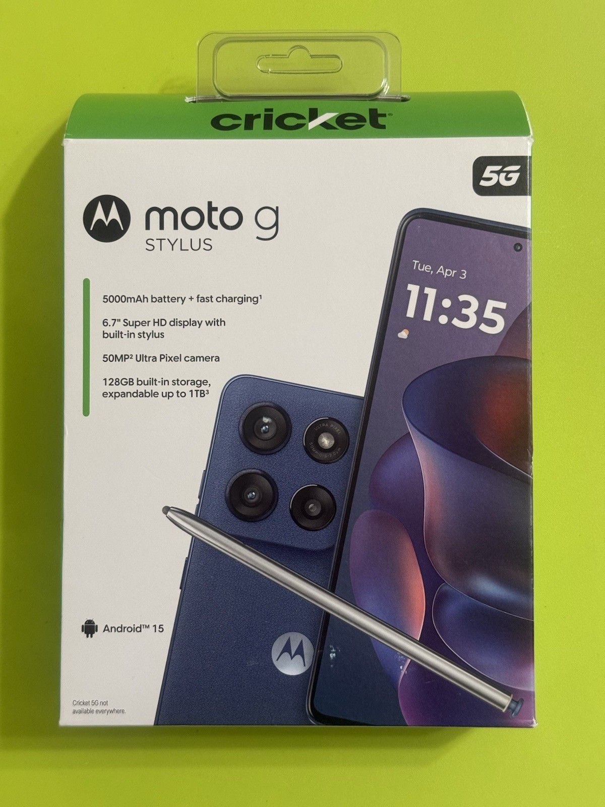 Cricket Wireless Motorola Moto G Stylus 2025 128GB Prepaid Phone, New Sealed