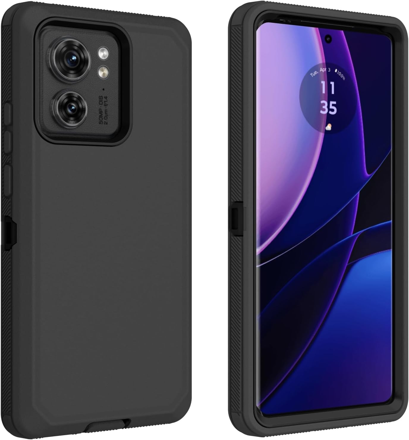 Heavy Duty Bumper Case Shockproof Dustproof for Motorola Edge 2023 (Black)