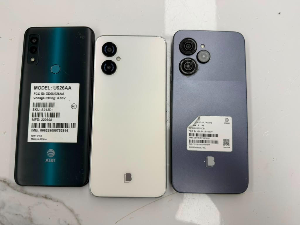 Lot of 3 Phones For Parts BLU VIEW SPEED ULTRA 5G,BLU G34,U626AA