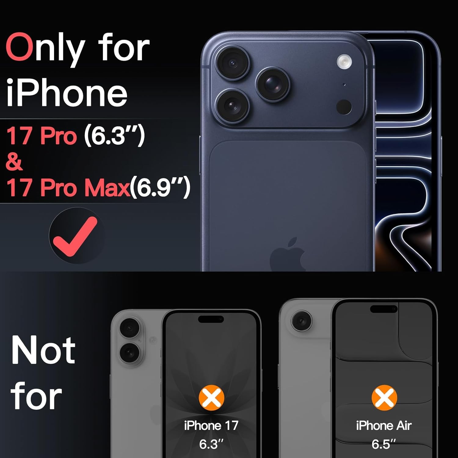 6.3-Inch & 6.9-Inch Camera Lens Protector, 9H Tempered Glass, 1 Set (Black+Red)